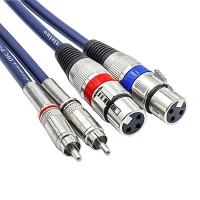 Image of Tisino Dual Female XLR to RCA Cable, 2 Phono Plug HIFI Stereo Audio Connection Microphone Cable Wire Cord 1.5m/5 Feet