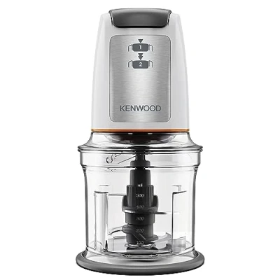 Image of Kenwood Easy Chop Chopper, 0.5L Bowl, 2 Speeds, Quad Blade System, Anti Slip Ring for Food Chopper Stability, 500W, CHP61.100WH, Dishwasher Safe, White