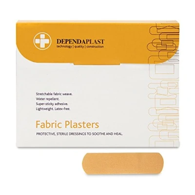 Image of Dependaplast Advanced Fabric Plasters 7.5cm x 2.5cm Hi Tech Lightweight, Water Repellent, Flexible, Super Sticky Adhesive Box of 100