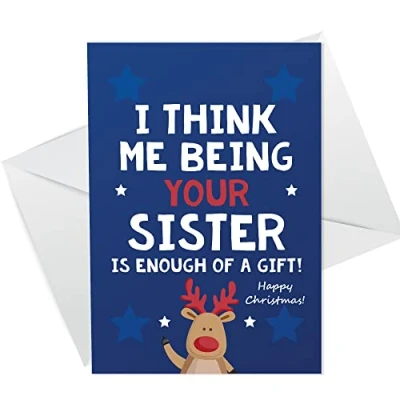 Image of Funny Christmas Card For Brother From Sister Rude Him Joke