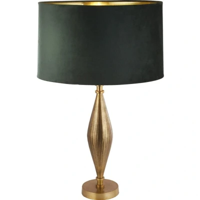 Image of Rye Table Lamp Antique Brass, Green Velvet Shade