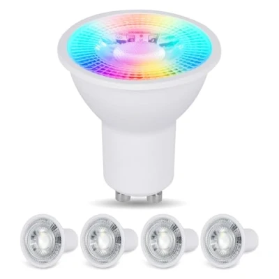 Image of YAYZA! GU10 LED Colour Changing Bulbs 5W Dimmable, RGB Spots Warm White 3000K, Coloured Spotlights, 12 Colors, 5 Models, Timer, Smart with Remote Control, 4 Pack