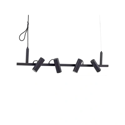 Image of Lucande Lysias pendant light, black, metal, length 120cm