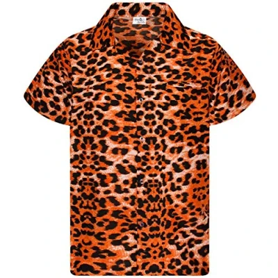 Image of King Kameha Funky Hawaiian Shirt Kids Boys, Shortsleeve, Print Leopard, Light Orange, 8
