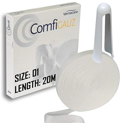Image of Comfigauz Size &#039;01&#039; Tubular Natural Cotton Stockinette Dressing Unstretched Width 1.5cm Ideal for Fingers and Toes 20m Length (1 Box) + Applicator