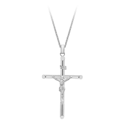 Image of Tuscany Silver Women&#039;s Sterling 40 x 70 mm Crucifix Curb Chain Necklace of Length 51 cm/20 Inch