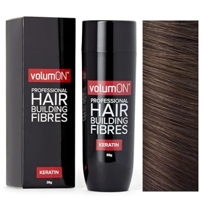 Image of Volumon Professional Hair Building Fibres Loss Concealer KERATIN 28g Get Upto 30 Uses CHOOSE FROM 8 COLOUR SHADES (Medium Brown)
