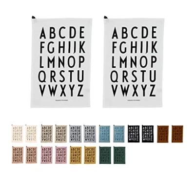 Image of Design Letters Kitchen Towel Pack of 2 Tea Towels 100% Cotton Absorbent &amp; Soft Dish Cloth Hand Oeko Tex certified Printed Cloths Machine Washable