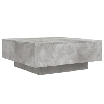 Image of vidaXL Modern Coffee Table with Integrated LED Lights, Engineered Wood Construction, Square Shape, Concrete Grey Color Suitable for Living Room &amp; Office
