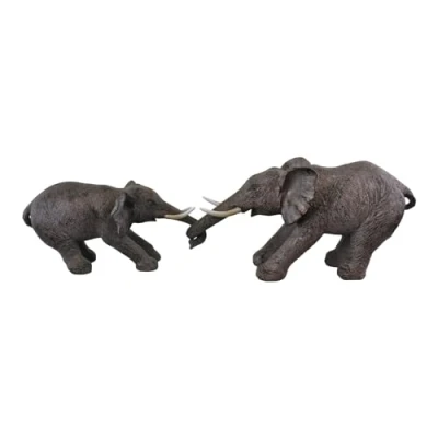 Image of Caths Direct Set of 2 Elephant Figurines Pulling with Their Trunks Linked