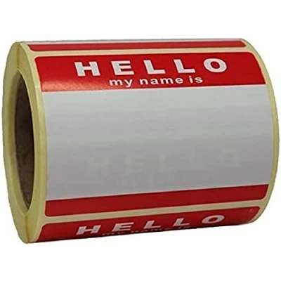 Image of &#039;Hello My Name is&#039; Stickers/Name Label Tags 250 Red &amp; White 8cm x 6cm