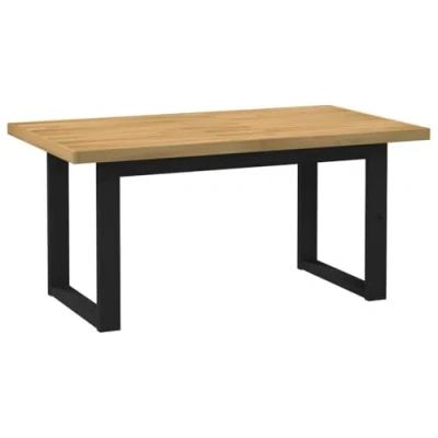 Image of vidaXL dining table solid pinewood u shaped legs 160x90x75 cm rustic design for rooms, kitchens, offices large versatile tabletop natural/black finish