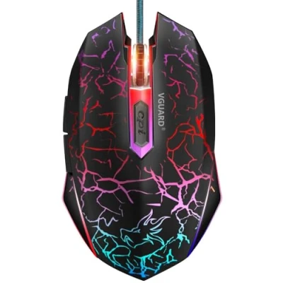 Image of VGUARD Gaming Mouse, Comfortable Wired USB Optical RGB Ergonomic Mice for PC Computer Laptop, 6 Programmable Buttons, 4 Adjustable Sensitivity, 7 Colors LED Backlight Black(Upgraded Version)