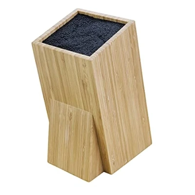 Image of Vogue Wooden Knife Block with Bristles, Bamboo Universal Block, Size: 24.5(H) x 12(W) 15.5(D)cm, Will Fit Any Knife, Slight Angle for Easy Access, Professional &amp; Home Chefs, CP862