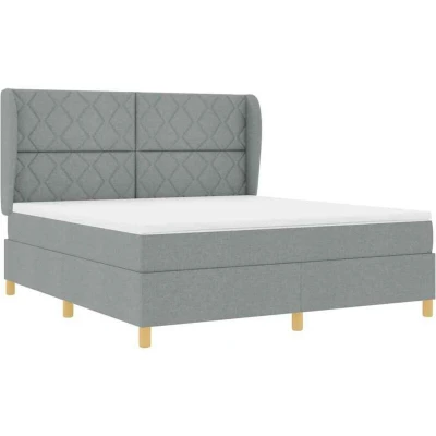Image of Box Spring Bed with Mattress Light Grey 180x200 cm Fabric Vidaxl