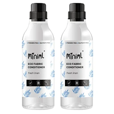 Image of Miniml Eco Fabric Softener 2 x 1L Fresh Linen Scented All Natural for Sensitive Skin 100% Vegan &amp; Cruelty Free (100 Washes)