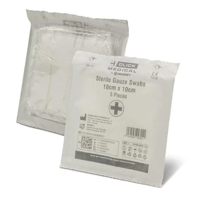 Image of Sterile 8ply Gauze Swabs 10cm x 20 Packs of 5 (100 Swabs)