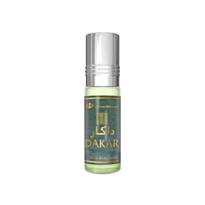 Image of Dakar 6ml Roll on Perfume The fragrance features sage, amber, moss, sandalwood, agarwood (oud), cedar, spicy notes and watery notes. Hafsa Arabian Fragrances Ltd