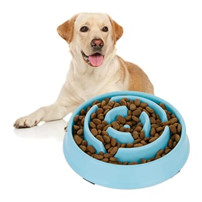 Image of Relaxdays Slow Feeder Bowl, Blue, 400 ml