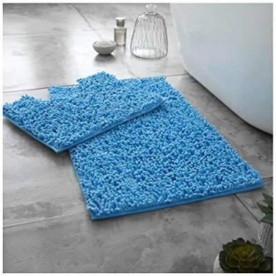 Image of GC GAVENO CAVAILIA 2 Piece Bath Mat Non Slip, Washable Mats For Bathroom, Highly Water Absorbent Toilet Rug, Turquoise Sets