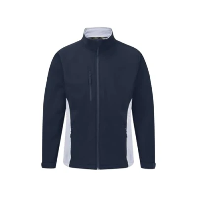 Image of ØRN Mens Softshell Workwear Dual Color Indoor &amp; Outdoor Breathable Jacket, 5000mm Water Resistant Silverswift (4280), Navy/Sky, Medium