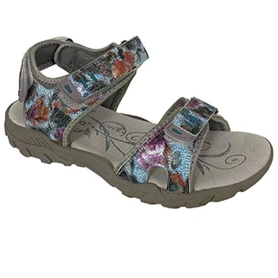 Image of PDQ Womens/Ladies Halter Back Leather Sports Sandal (5 UK) (Grey/Multicoloured)