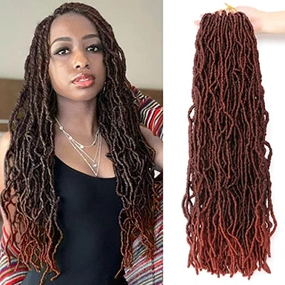 Image of Crochet Faux Locs Hair Extensions for Black Women Butterfly Soft Braids Goddess (24Inch(Pack of 7), T350)