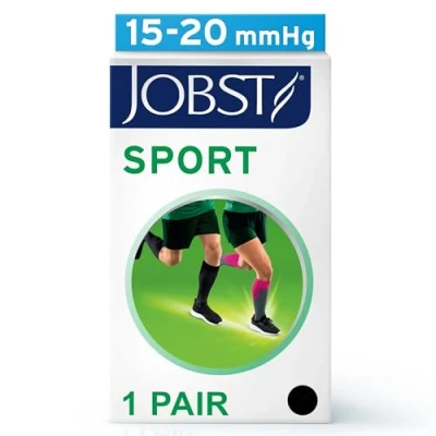 Image of JOBST Sport Knee High The Graduated Compression Socks for Sports Lovers 15 20 mmHg Unisex Design, Cool Black, Small