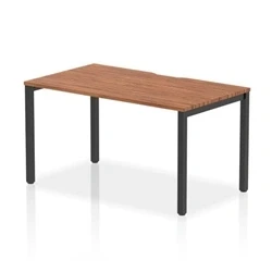 Image of Evolve Plus 1400mm Single Starter Bench Desk Walnut Top Black Frame