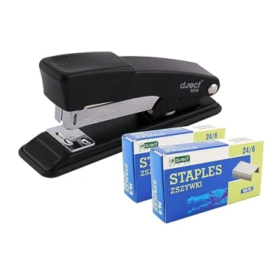 Image of D.RECT 315A Metal Stapler with 2,000 Staples, Office Stapler, Industrial Table 30 Sheets, for Office, Desk, Black