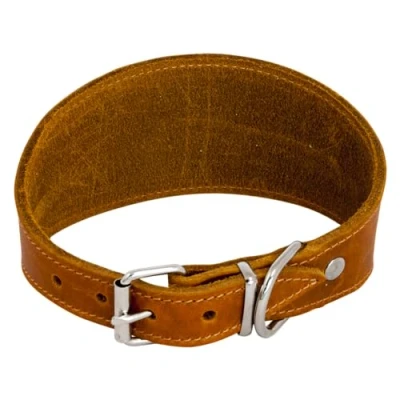 Image of JACK AND VANILLA, Greyhound Dog Collar, Fat Leather Model, Cognac, Size 37 cm