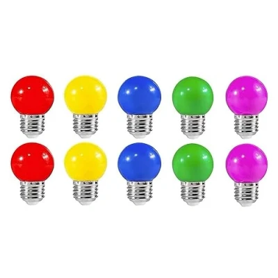 Image of ZFQ 10 Pack Colored Bulbs 2W E27 G45 Lighting Bulbs,LED Coloured Golf Ball Mini Bulb Lamp,Mixed Colours Red Yellow Green Blue Purple