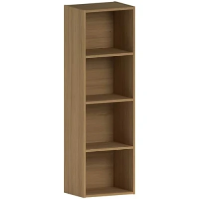 Image of Vida Designs Oxford 4 Tier Cube Bookcase, Oak Wooden Shelving Display Storage Unit Office Living Room Furniture