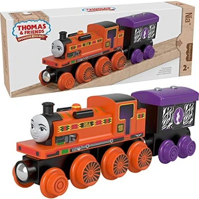 Image of Fisher Price Thomas and Friends Wood Nia Engine &amp; Car