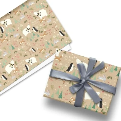 Image of Glick Luxury Christmas Folded Wrap (3 Sheets) Xmas Friends Kraft Wrapping Paper