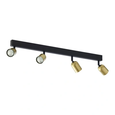 Image of Top Ceiling Spotlight Bar Black, Matt Gold 4xGU10
