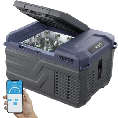 Image of VEVOR Car Refrigerator, 12 Volt Refrigerator Fridge, 9.5QT Single Zone Portable Freezer, 4℉ 68℉ Adjustable Range, 12/24V DC and 100 240V AC Compressor Cooler for Outdoor, Camping, RV