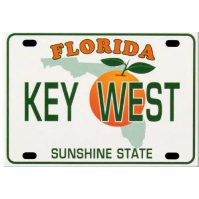 Image of World By Shotglass Key West Florida License Plate Fridge Collector&#039;s Souvenir Magnet 2.5&quot; X 3.5&quot;