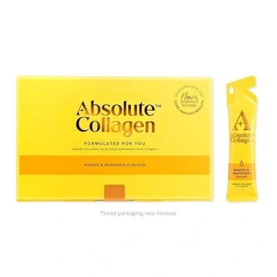 Image of Absolute Collagen Marine Liquid Supplement for Women New Mango &amp; Mandarin Flavour, Supports Hair, Nail Skin Health, 8000mg of Hydrolysed per Sachet, Vitamin C 14 Sachets