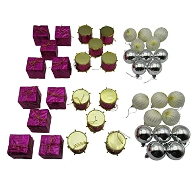 Image of Traditional Mixed Christmas Tree Decorations X2 (Xmas Baubles Festive Ornaments)