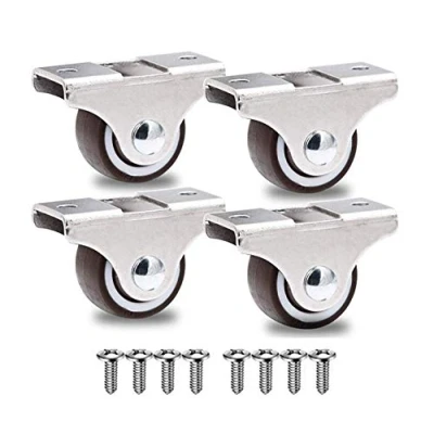 Image of GBL Heavy Duty Castor Wheels + Screws 25mm up to 40KG Pack of 4 No Floor Marks Silent Caster for Furniture Small Rubbered Trolley Silver Castors