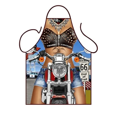 Image of Iconic Aprons Sexy Biker Girl Apron, Polyester, Multi Colour, 79 x 56 0.1 cm