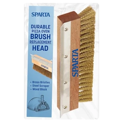 Image of Carlisle 4029300 Pizza Oven Brush with Scraper Head Only, 10&quot;, Brass