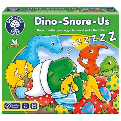 Image of Orchard Toys Dino Snore Us Game, A fun Dinosaur Themed Board Game for ages 4+, Encourages Number and Counting Skills Kids