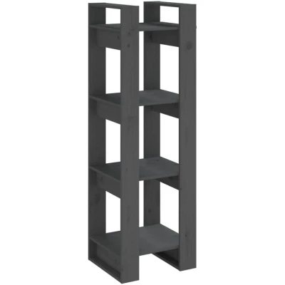 Image of vidaXL Book Cabinet/Room Divider Grey 41x35x125 cm Solid Wood Pine