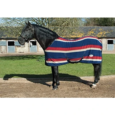 Image of Rhinegold 0 Elite Travel/Day Fleece Rug, Burgundy Stripe, 6 3 UK