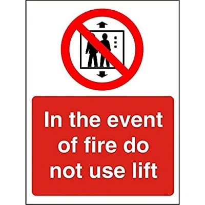 Image of Seco in Event of Fire Do Not Use Lift Sign, 150mm x 200mm 1mm Semi Rigid Plastic