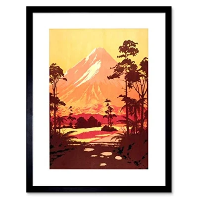 Image of Wee Blue Coo Painting Landscape Mount Egmont Volcanic Peak New Zealand Framed Wall Art Print