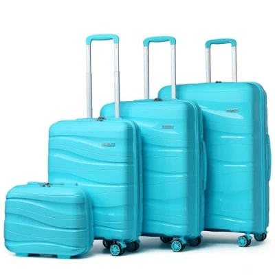 Image of Kono Luggage Sets of 4 Piece Lightweight Polypropylene Hard Shell Suitcase with TSA Lock Spinner Wheels 20&quot; 24&quot; 28&quot; Travel Trolley Case + 14&quot; Beauty