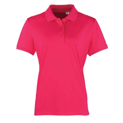 Image of Premier Womens/Ladies Coolchecker Pique Polo Shirt (Hot Pink) Size 18 UK